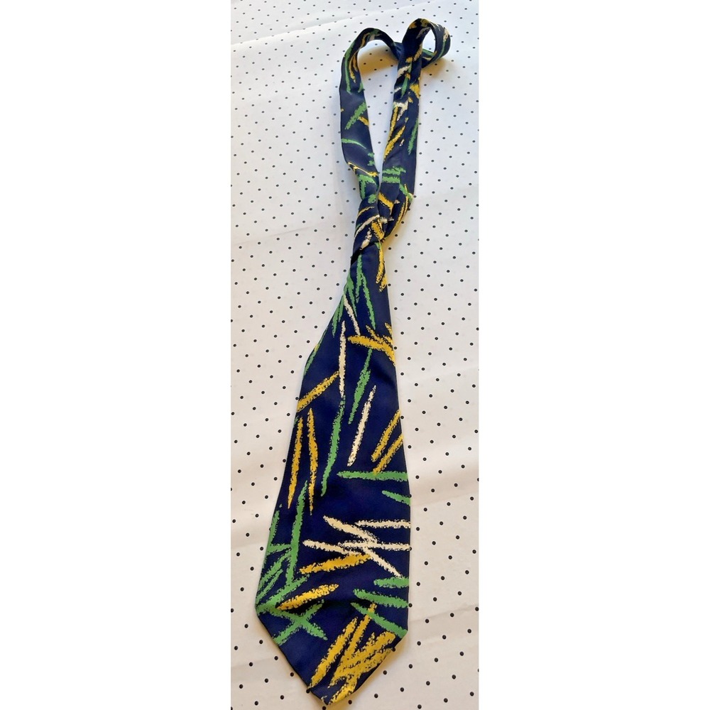 Vintage Cades By Headmaster‎ Tie Navy Abstract Brushstroke Golf Resort USA
